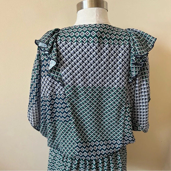 Parker Luisa mixed Patterned flutter ruffle sleeve dress 26053 - Picture 8 of 10